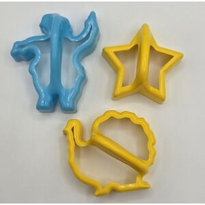 Vintage Lot of 3 HUTZLER Plastic Cookie‎ Cutters Santa Star Turkey